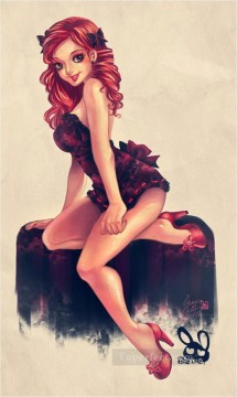 bath girl oil painting Painting - pin up girl nude 044